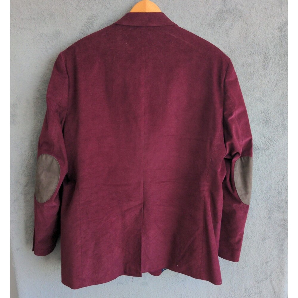 Ralph Lauren Black Label Corduroy Blazer 46L Burgundy Elbow Patches Academia - Picture 7 of 12